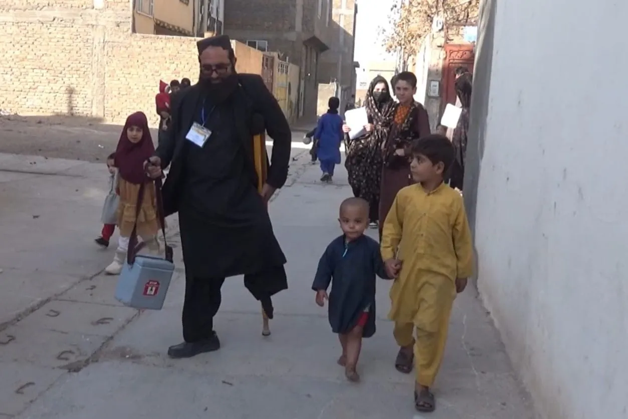A polio victim; A frontline fighter against polio